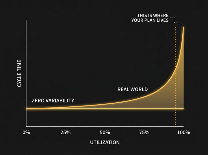 VUT curve — cycle time vs utilisation